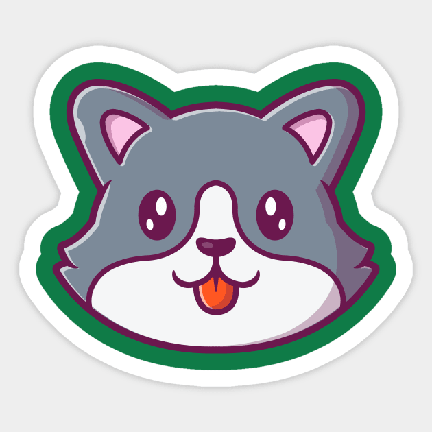 Cute Dog Face Cartoon (9) Sticker by Catalyst Labs